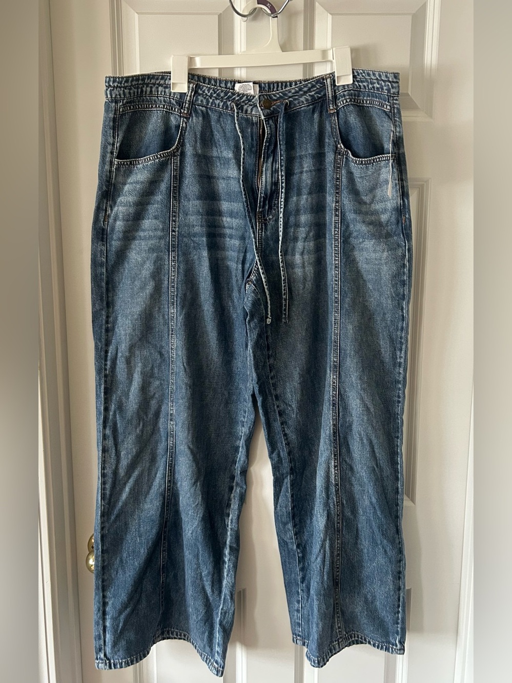 Time and Tru Relaxed Blue Denim Jeans with Drawstring Waist